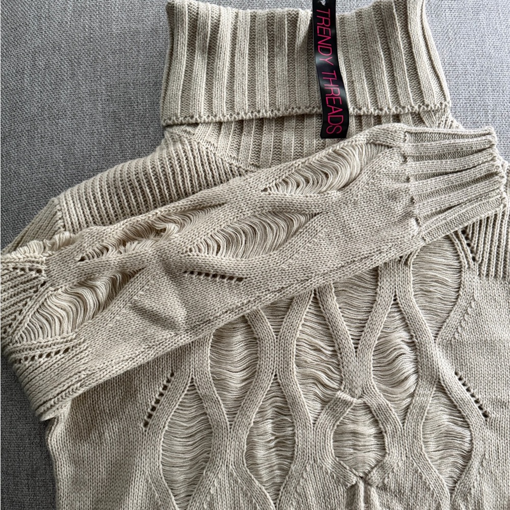 Distressed Turtleneck Sweater